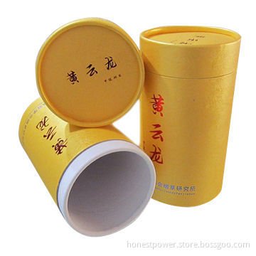 Golden Paper Tubes with Paper Cap/Bottom, Ideal for Tea and Gift Packing, Customized Sizes Welcomed